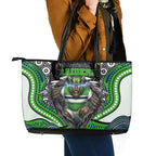 Canberra Raiders Leather Tote Bag The Scream of Lightning Eyes - Indigenous Dot Ripping Effect