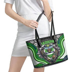 Canberra Raiders Leather Tote Bag The Scream of Lightning Eyes - Indigenous Dot Ripping Effect