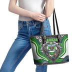 Canberra Raiders Leather Tote Bag The Scream of Lightning Eyes - Indigenous Dot Ripping Effect