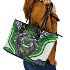 Canberra Raiders Leather Tote Bag The Scream of Lightning Eyes - Indigenous Dot Ripping Effect