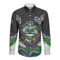 Canberra Raiders Long Sleeve Button Shirt The Scream of Lightning Eyes - Indigenous Dot Ripping Effect