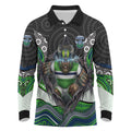 Canberra Raiders Long Sleeve Polo Shirt The Scream of Lightning Eyes - Indigenous Dot Ripping Effect