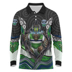 Canberra Raiders Long Sleeve Polo Shirt The Scream of Lightning Eyes - Indigenous Dot Ripping Effect