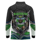 Canberra Raiders Long Sleeve Polo Shirt The Scream of Lightning Eyes - Indigenous Dot Ripping Effect