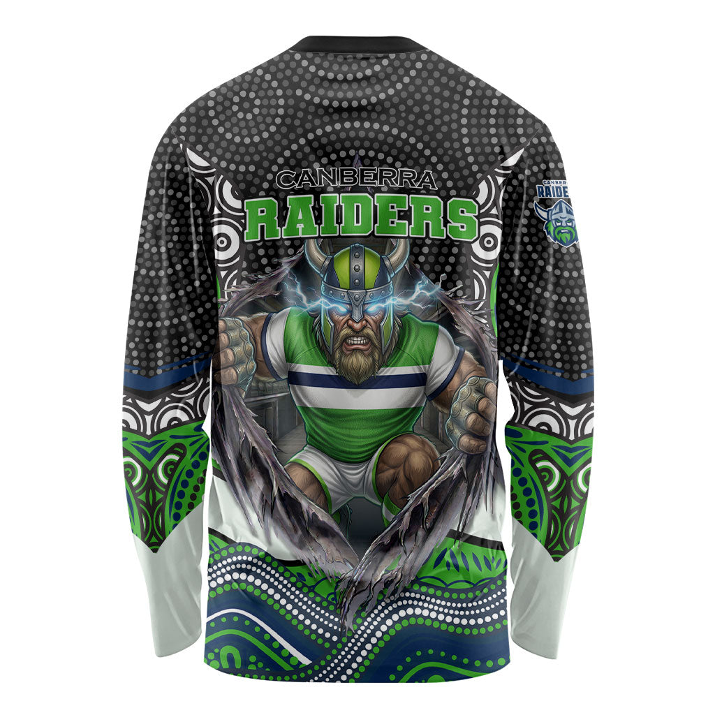 Canberra Raiders Long Sleeve Shirt The Scream of Lightning Eyes - Indigenous Dot Ripping Effect