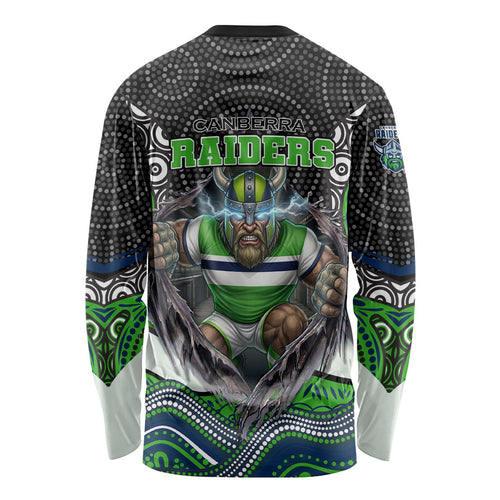 Canberra Raiders Long Sleeve Shirt The Scream of Lightning Eyes - Indigenous Dot Ripping Effect