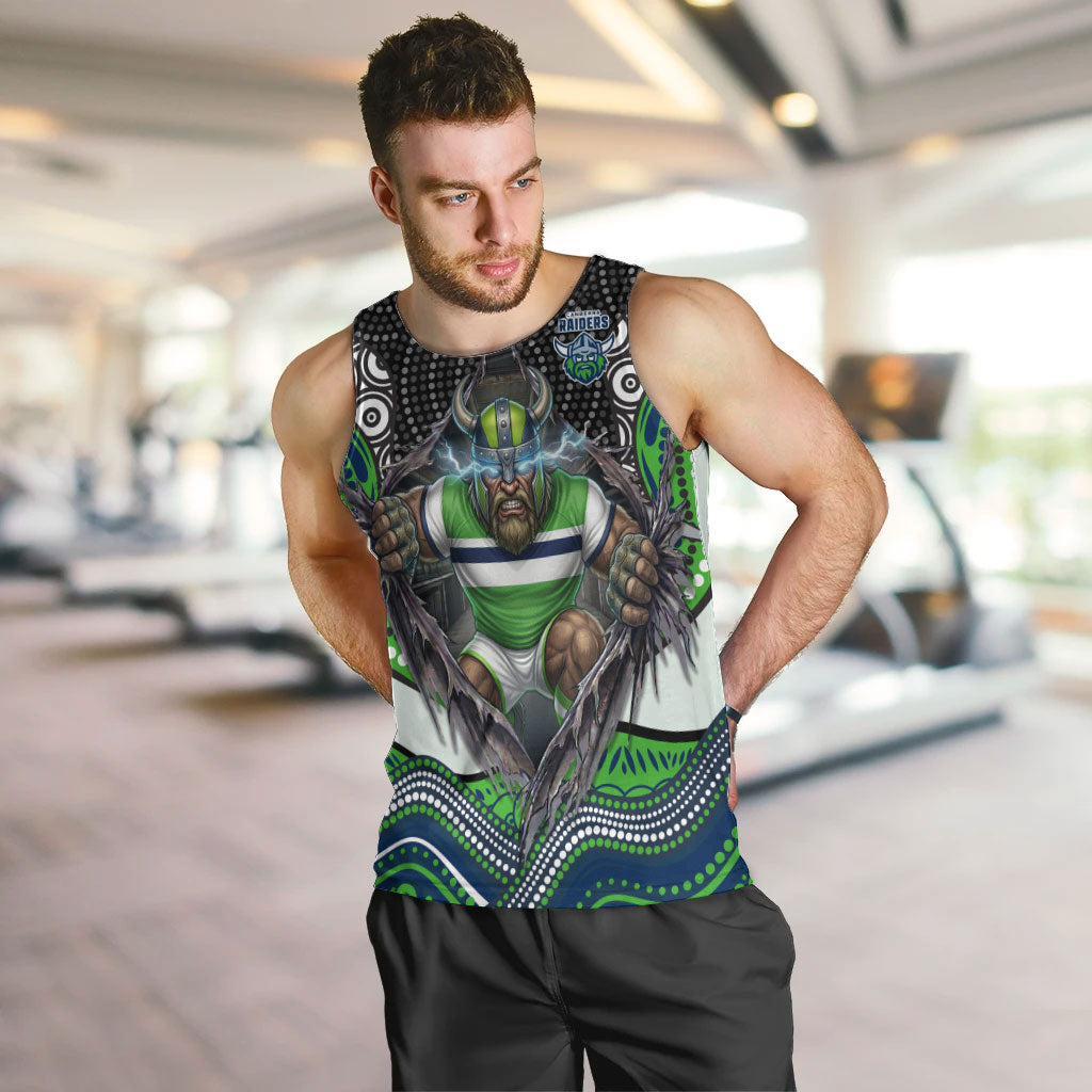 Canberra Raiders Men Tank Top The Scream of Lightning Eyes - Indigenous Dot Ripping Effect