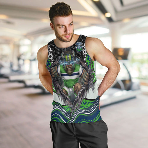Canberra Raiders Men Tank Top The Scream of Lightning Eyes - Indigenous Dot Ripping Effect