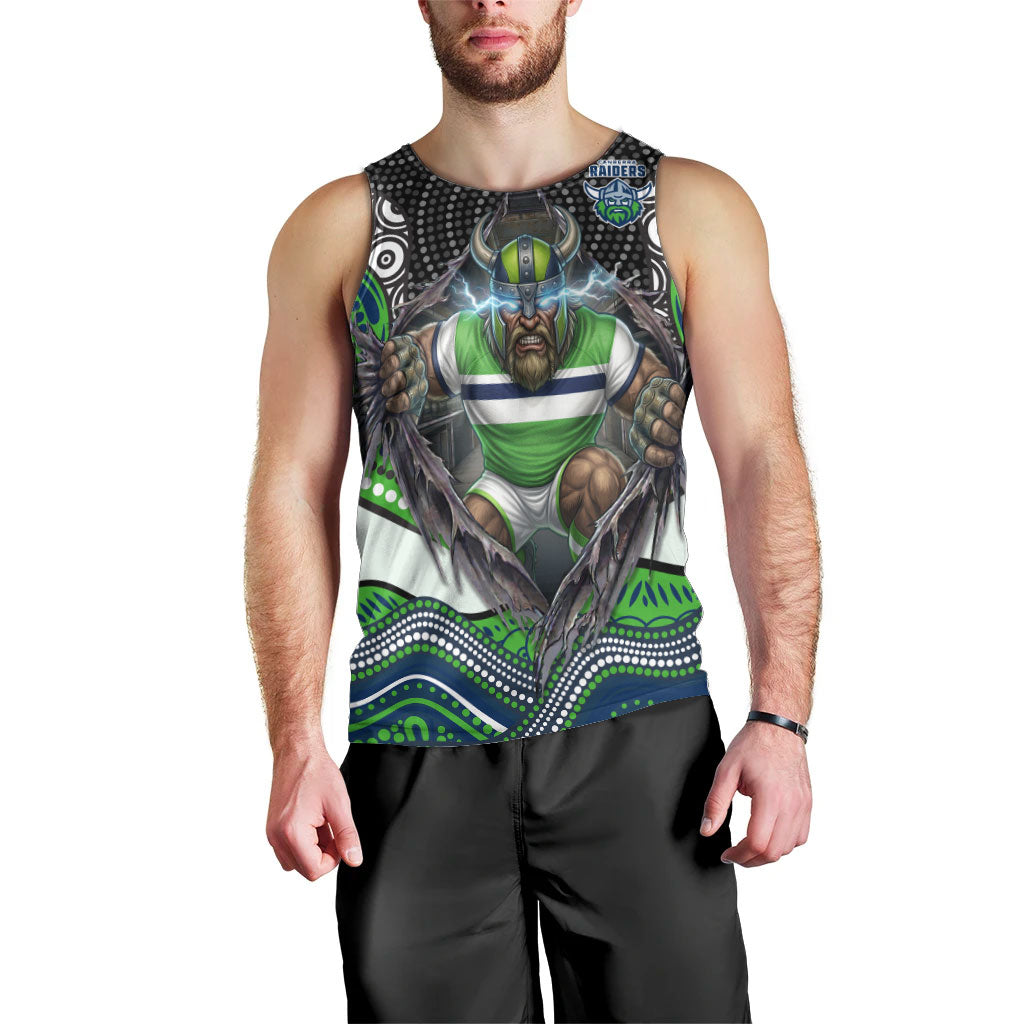 Canberra Raiders Men Tank Top The Scream of Lightning Eyes - Indigenous Dot Ripping Effect