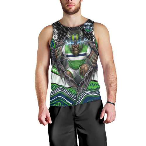 Canberra Raiders Men Tank Top The Scream of Lightning Eyes - Indigenous Dot Ripping Effect