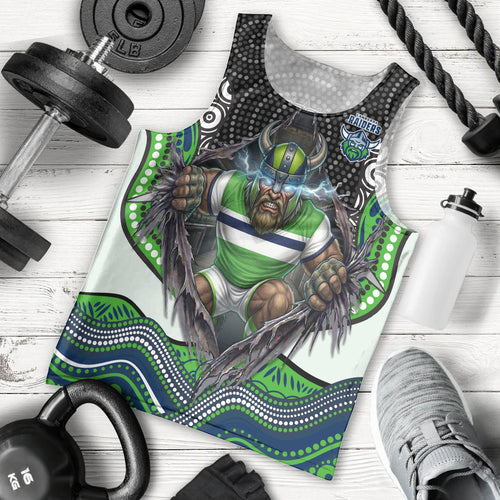 Canberra Raiders Men Tank Top The Scream of Lightning Eyes - Indigenous Dot Ripping Effect