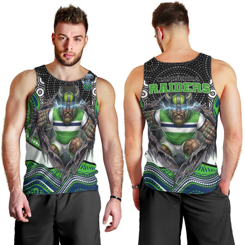 Canberra Raiders Men Tank Top The Scream of Lightning Eyes - Indigenous Dot Ripping Effect