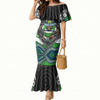 Canberra Raiders Mermaid Dress The Scream of Lightning Eyes - Indigenous Dot Ripping Effect