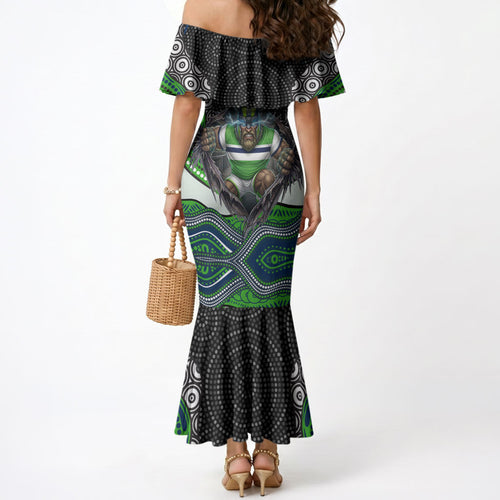 Canberra Raiders Mermaid Dress The Scream of Lightning Eyes - Indigenous Dot Ripping Effect