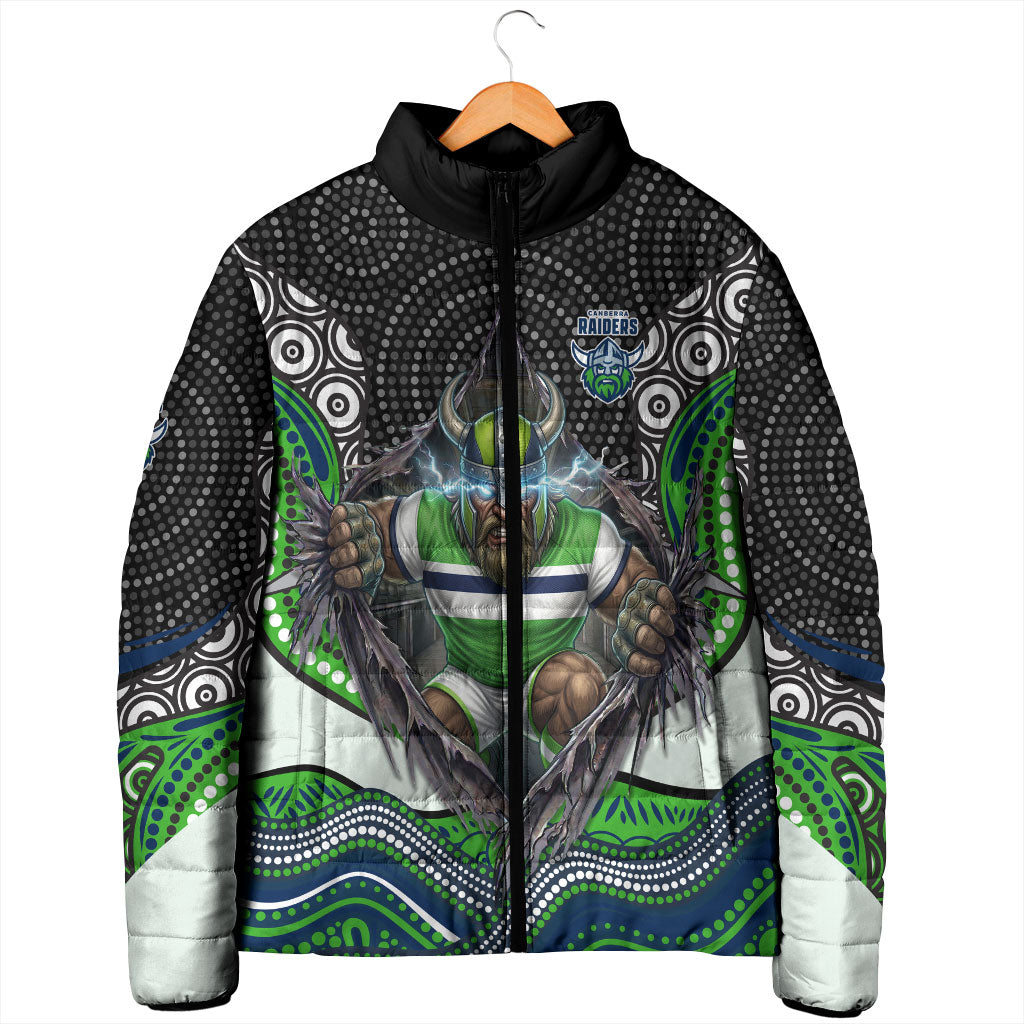 Canberra Raiders Padded Jacket The Scream of Lightning Eyes - Indigenous Dot Ripping Effect