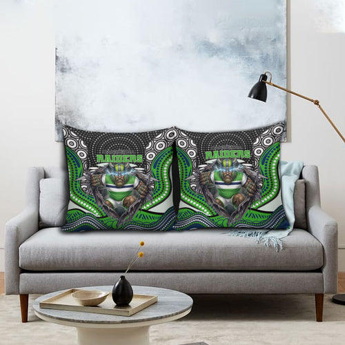 Canberra Raiders Pillow Cover The Scream of Lightning Eyes - Indigenous Dot Ripping Effect