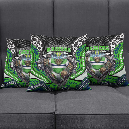 Canberra Raiders Pillow Cover The Scream of Lightning Eyes - Indigenous Dot Ripping Effect