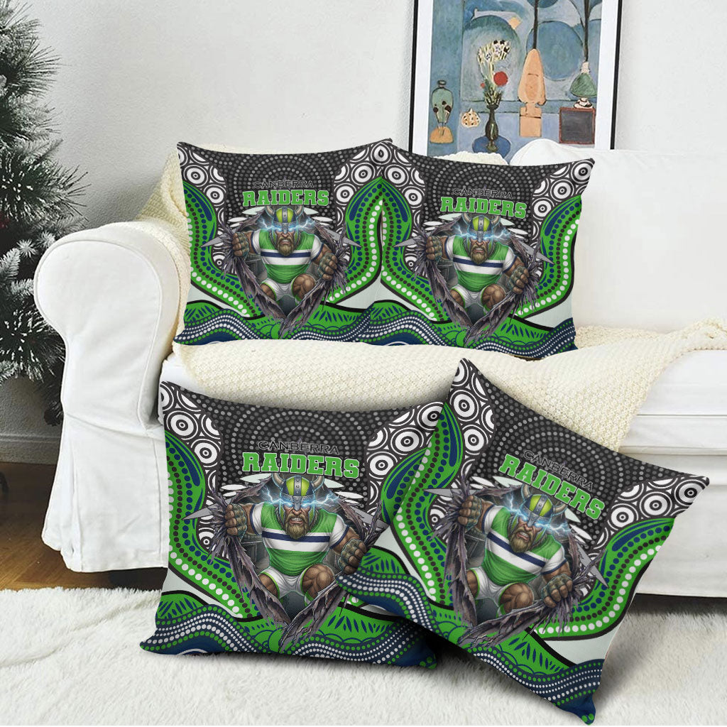 Canberra Raiders Pillow Cover The Scream of Lightning Eyes - Indigenous Dot Ripping Effect