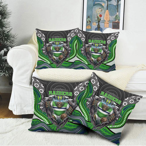 Canberra Raiders Pillow Cover The Scream of Lightning Eyes - Indigenous Dot Ripping Effect