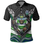 Canberra Raiders Polo Shirt The Scream of Lightning Eyes - Indigenous Dot Ripping Effect