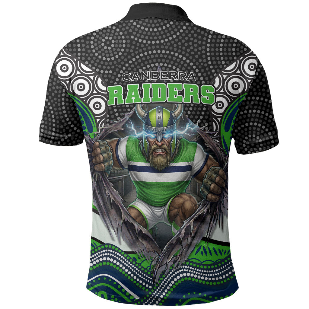 Canberra Raiders Polo Shirt The Scream of Lightning Eyes - Indigenous Dot Ripping Effect