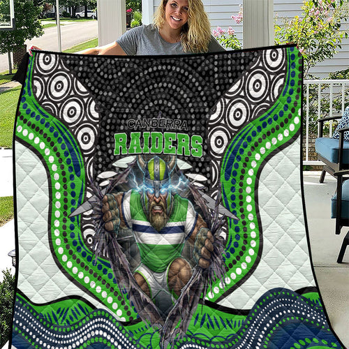 Canberra Raiders Quilt The Scream of Lightning Eyes - Indigenous Dot Ripping Effect