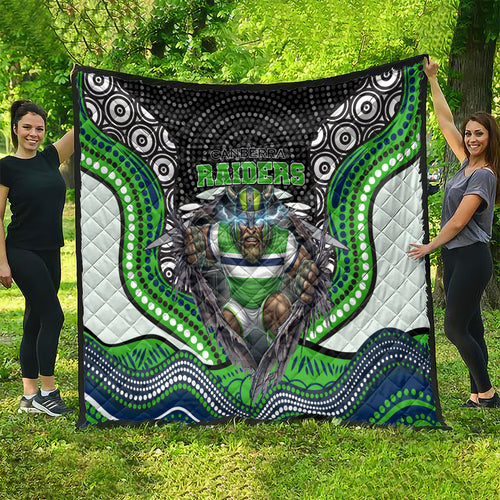 Canberra Raiders Quilt The Scream of Lightning Eyes - Indigenous Dot Ripping Effect
