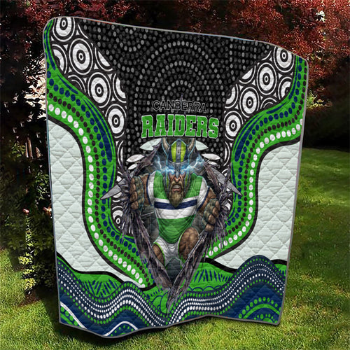 Canberra Raiders Quilt The Scream of Lightning Eyes - Indigenous Dot Ripping Effect