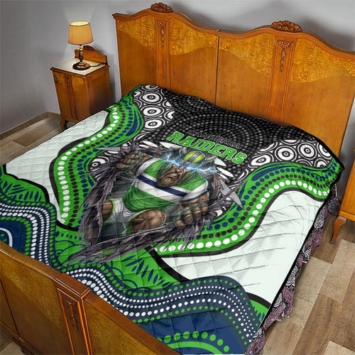 Canberra Raiders Quilt The Scream of Lightning Eyes - Indigenous Dot Ripping Effect