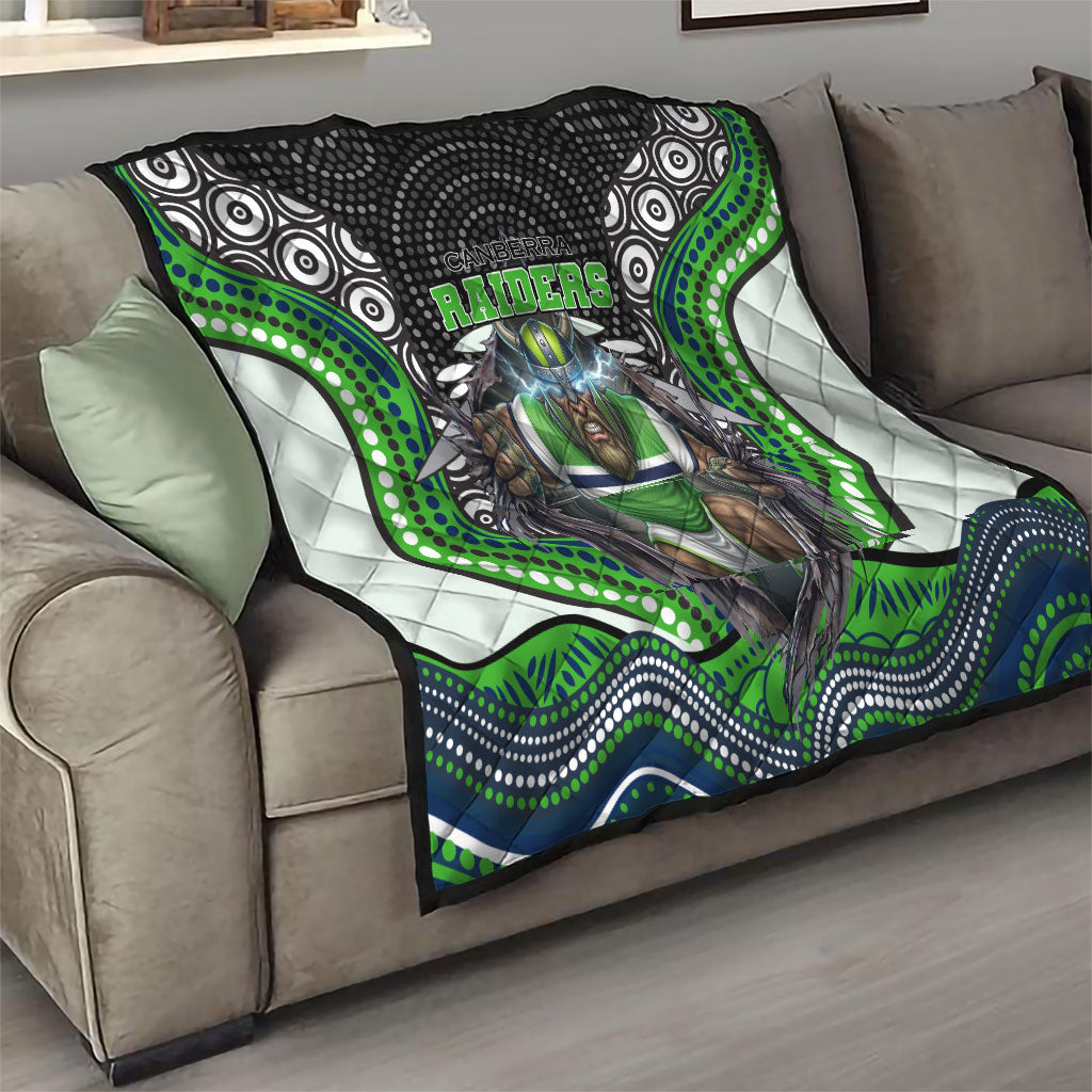 Canberra Raiders Quilt The Scream of Lightning Eyes - Indigenous Dot Ripping Effect