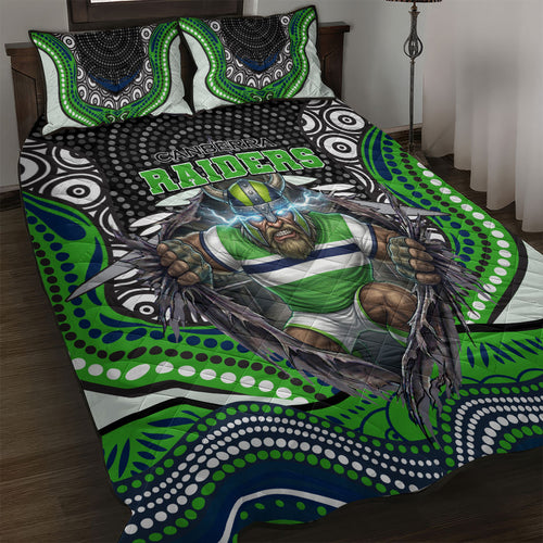 Canberra Raiders Quilt Bed Set The Scream of Lightning Eyes - Indigenous Dot Ripping Effect