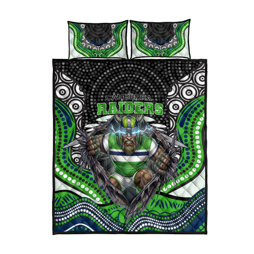 Canberra Raiders Quilt Bed Set The Scream of Lightning Eyes - Indigenous Dot Ripping Effect