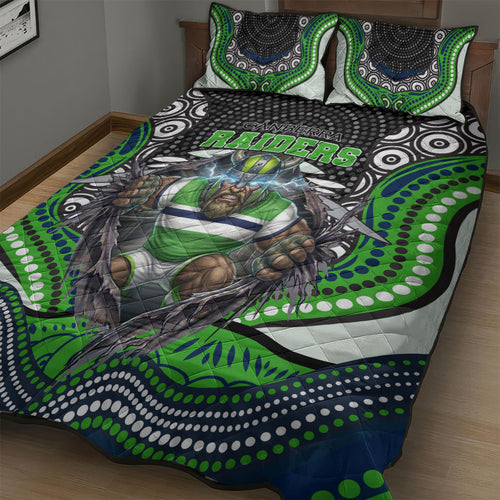 Canberra Raiders Quilt Bed Set The Scream of Lightning Eyes - Indigenous Dot Ripping Effect