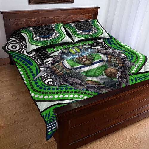 Canberra Raiders Quilt Bed Set The Scream of Lightning Eyes - Indigenous Dot Ripping Effect
