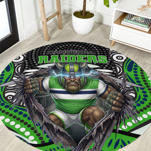 Canberra Raiders Round Carpet The Scream of Lightning Eyes - Indigenous Dot Ripping Effect