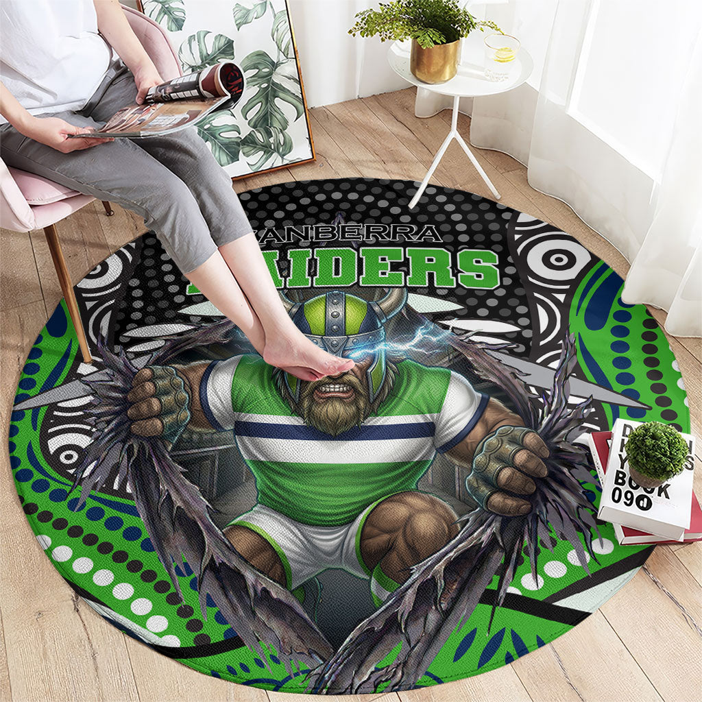 Canberra Raiders Round Carpet The Scream of Lightning Eyes - Indigenous Dot Ripping Effect