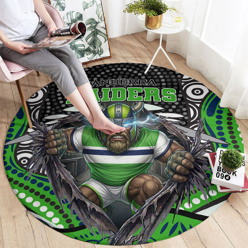 Canberra Raiders Round Carpet The Scream of Lightning Eyes - Indigenous Dot Ripping Effect