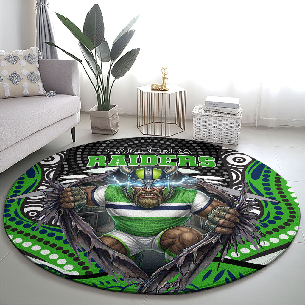 Canberra Raiders Round Carpet The Scream of Lightning Eyes - Indigenous Dot Ripping Effect