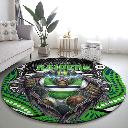 Canberra Raiders Round Carpet The Scream of Lightning Eyes - Indigenous Dot Ripping Effect