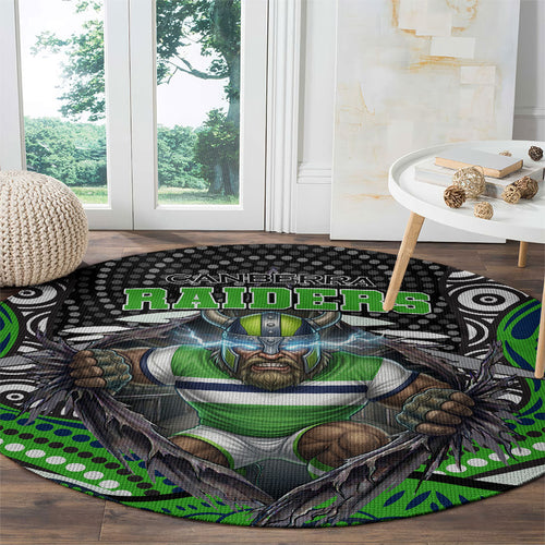 Canberra Raiders Round Carpet The Scream of Lightning Eyes - Indigenous Dot Ripping Effect