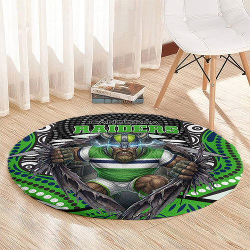 Canberra Raiders Round Carpet The Scream of Lightning Eyes - Indigenous Dot Ripping Effect