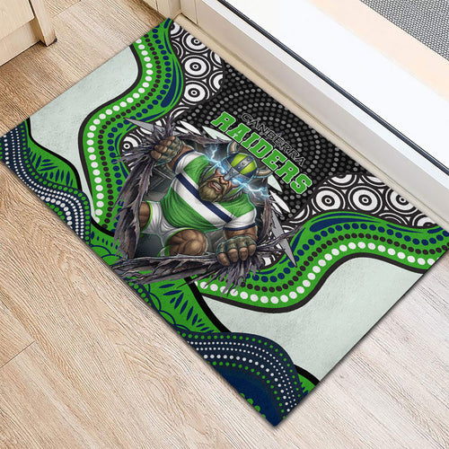 Canberra Raiders Rubber Doormat The Scream of Lightning Eyes - Indigenous Dot Ripping Effect