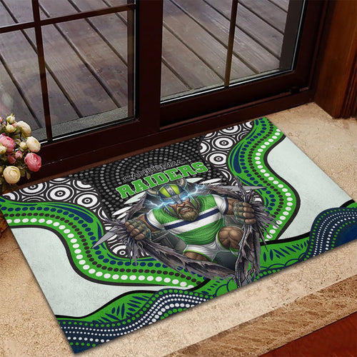Canberra Raiders Rubber Doormat The Scream of Lightning Eyes - Indigenous Dot Ripping Effect