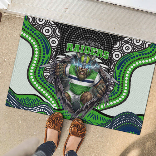 Canberra Raiders Rubber Doormat The Scream of Lightning Eyes - Indigenous Dot Ripping Effect