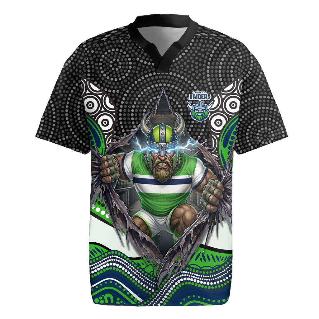 Canberra Raiders Rugby Jersey The Scream of Lightning Eyes - Indigenous Dot Ripping Effect
