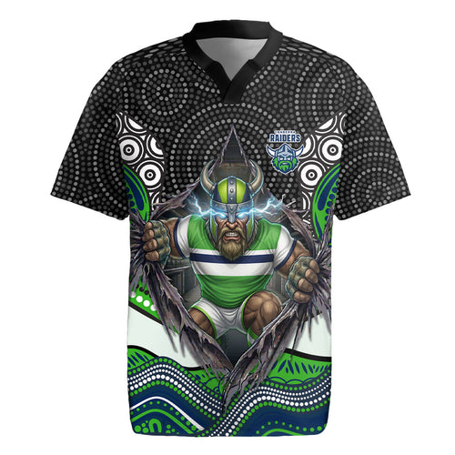 Canberra Raiders Rugby Jersey The Scream of Lightning Eyes - Indigenous Dot Ripping Effect