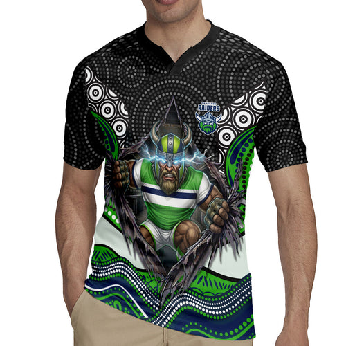 Canberra Raiders Rugby Jersey The Scream of Lightning Eyes - Indigenous Dot Ripping Effect