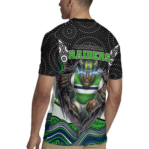 Canberra Raiders Rugby Jersey The Scream of Lightning Eyes - Indigenous Dot Ripping Effect