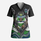 Canberra Raiders Scrub Top The Scream of Lightning Eyes - Indigenous Dot Ripping Effect