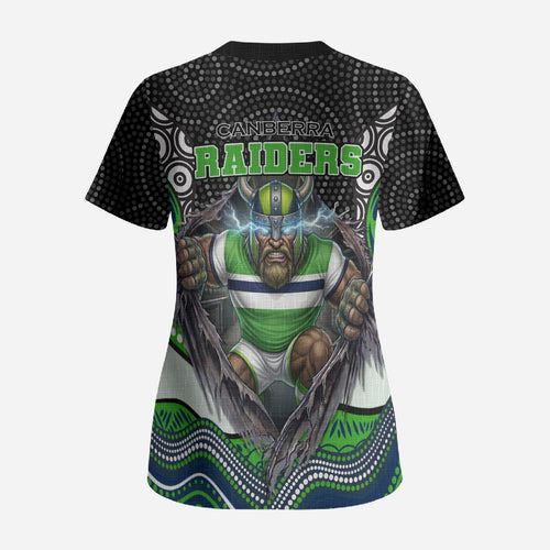 Canberra Raiders Scrub Top The Scream of Lightning Eyes - Indigenous Dot Ripping Effect